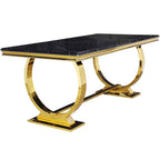 Mesa de jantar moderna com base em U de metal inoxidável