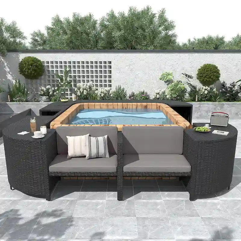 Spa Surround Spa-frame, vierkante modulaire loungeset voor buiten van rotan