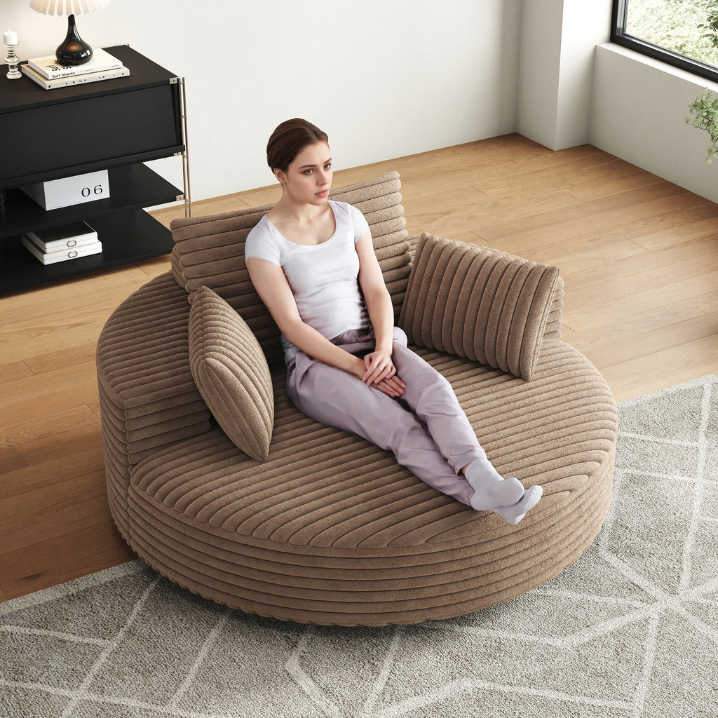 Draaifauteuil voor één persoon van corduroy, chenille en schuim