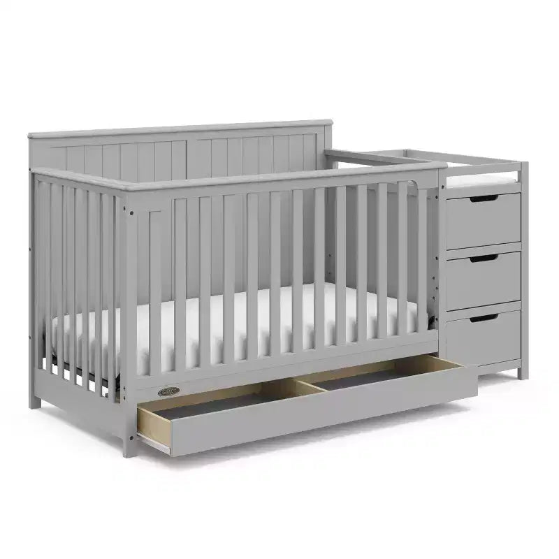 5-in-1-Kinderbett mit Wickelkommode und Schublade