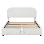 Gestoffeerd queensize bed met opbergruimte en liftmechanisme - wit