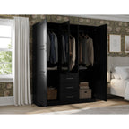 Palace Imports Cosmo Kleiderschrank mit 3 Türen aus 100 % Massivholz und Türen aus Massivholz oder mit Spiegel