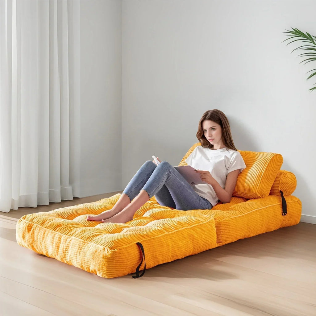Sofá-cama dobrável de bombazina de 8 lugares, individual