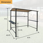 Grillpavillon mit Vordach für den Außenbereich, Stahlrahmen, 5 ft. x 8 ft.