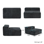 Großes modulares U-förmiges Ecksofa aus Cord mit 4 Sitzplätzen, 2 Hockern und 5 Kissen