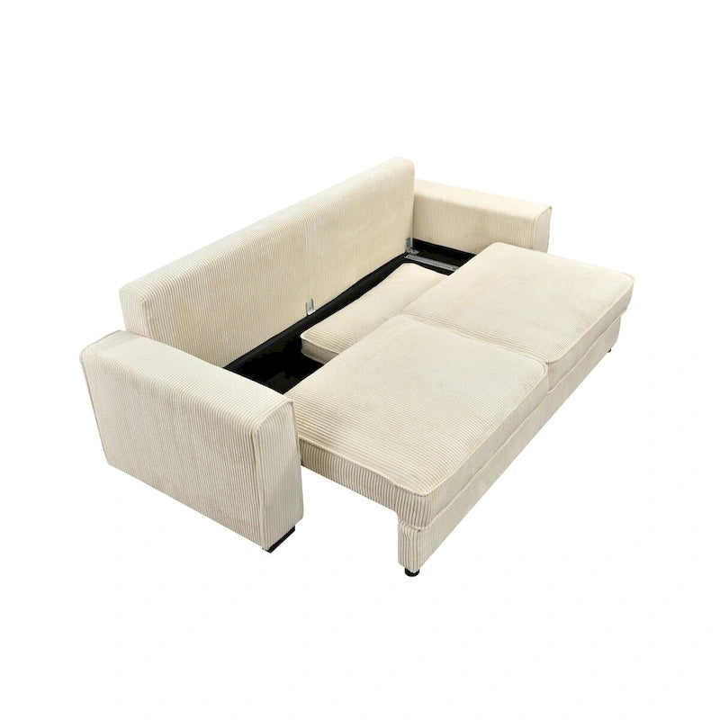 Divano letto grande Roomfitters con contenitore, divano moderno a 3 posti, divano imbottito con schienale per piccoli spazi