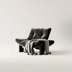 Fauteuil d'appoint contemporain noir en chenille capitonnée sans accoudoirs