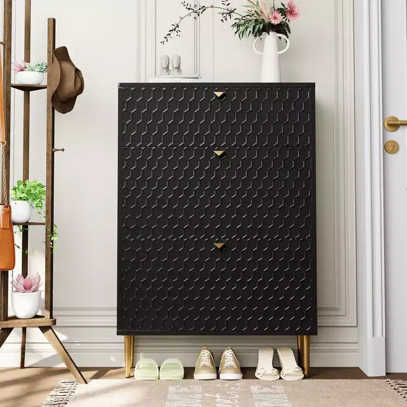 CLIHOME Schuhschrank für den Eingangsbereich mit Stauraum für 24 Paar Schuhe, Klappschubladen, Schuhregal und Organizer