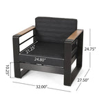 Giovanna Outdoor-Sitzgruppe aus Aluminium für 7 Personen mit Feuerstelle von Christopher Knight Home