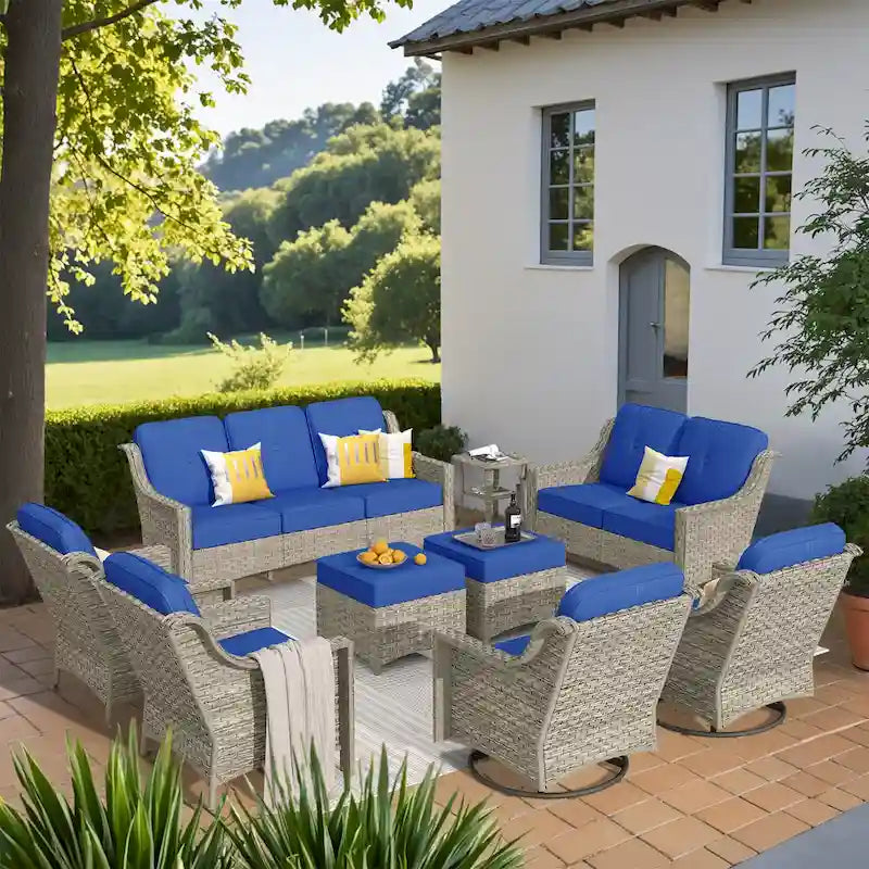 XIZZI 9-delige loungeset voor buiten met draaibare stoel