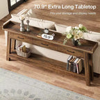 Lantine zitbanktafel met 2 niveaus en 3 laden, consoletafel van 70.9 met opstaande rand en opbergplanken voor de woonkamer, hal of entree