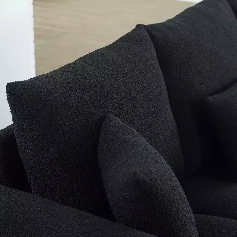 Nowoczesna 3-osobowa sofa GDFStudio Alanna 79.5 z tapicerką z tkaniny teddy i poduszkami