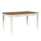 Eetkamerset van hout, 6-delig, met 4 stoelen en een bankje, tafel met lade