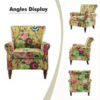 Araceli traditioneller gepolsterter Holzsessel mit Blumenmuster, Ohrenlehnen und Ziernägeln | ART OF LIVING DESIGNS
