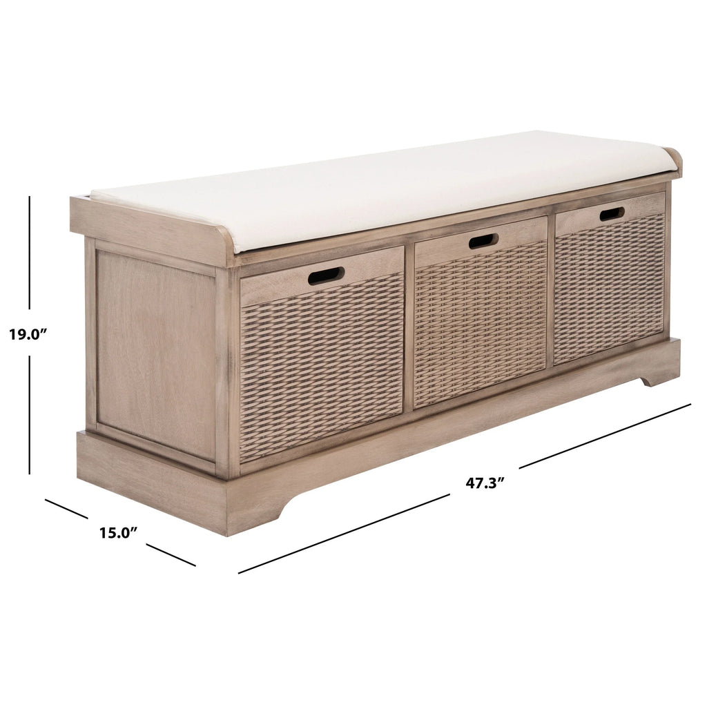 Panca contenitore SAFAVIEH Fiorello a 3 cassetti con cuscino - 47.3 W x 15 L x 19 H - 47Wx15Dx19H