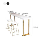 Table de bar rectangulaire de luxe en bois, avec piètement traîneau doré, pour salle à manger