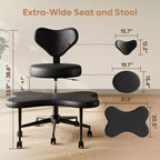 Sedia da ufficio ergonomica Pinmoco a gambe incrociate, sedia da meditazione regolabile in altezza, girevole a 360, con supporto lombare, per attività e ufficio, sedia per ADHD