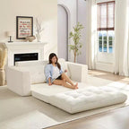 Rozkładana sofa-futon Mjkone 2 w 1 o szerokości 71', tapicerowana tkaniną sztruksową, z pikowanymi guzikami, dwuosobowa sofa z funkcją spania, oszczędzająca miejsce