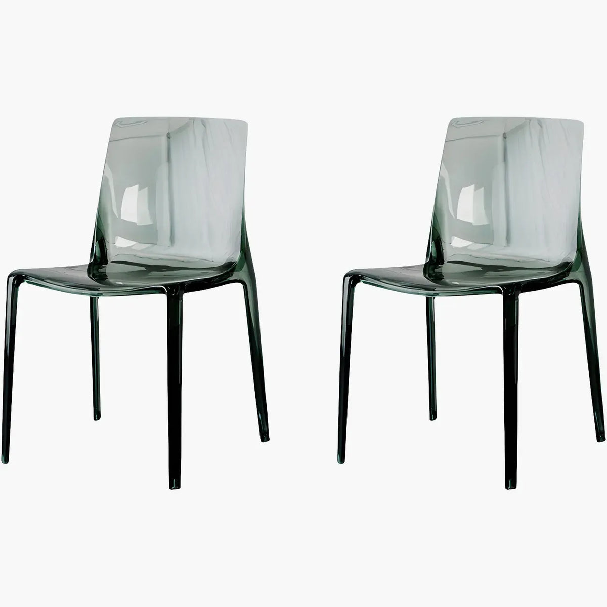 Chaise de salle à manger ambre en acrylique, sans accoudoirs et à dossier bas
