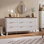 Kommode mit 9 geriffelten Schubladen, moderne Anrichte, TV-Ständer aus Holz, geschwungenes Design, für Wohnzimmer und Flur