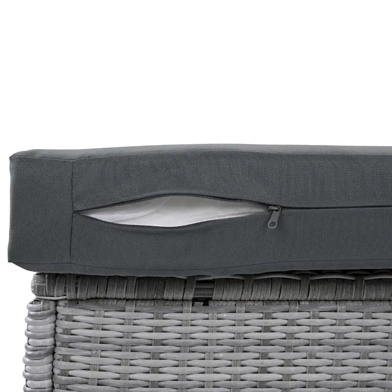 Conjunto de mobiliário de exterior em rattan, com mesa ajustável, cadeiras reclináveis e 2 pufes