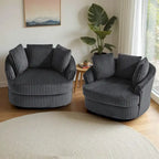 2er-Set übergroßer Cord-Sessel mit Drehfunktion, 43 W, und Kissen