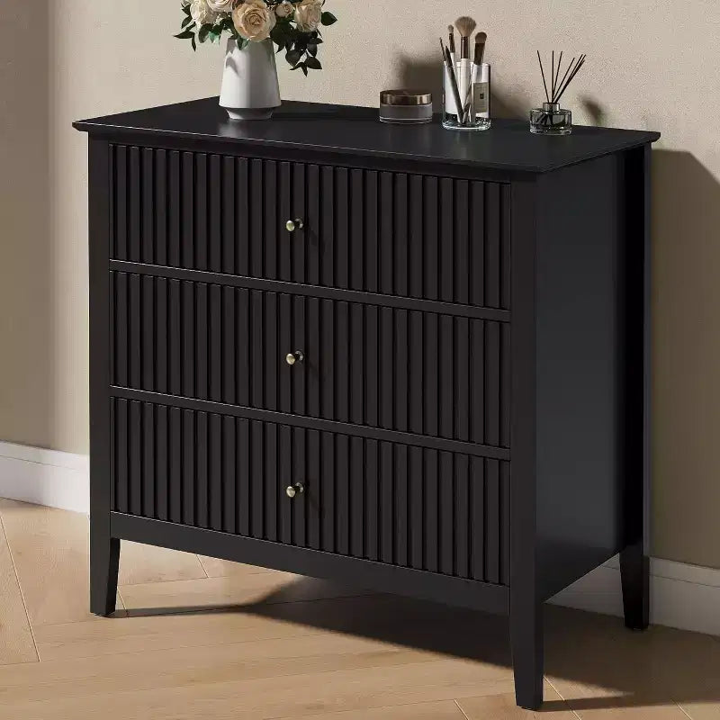Heynemo Kommode mit 3 Schubladen, lackierter, 30 Zoll hoher Nachttisch aus Holz mit Stauraum, breite moderne Kommode mit kugelgelagerten Schienen