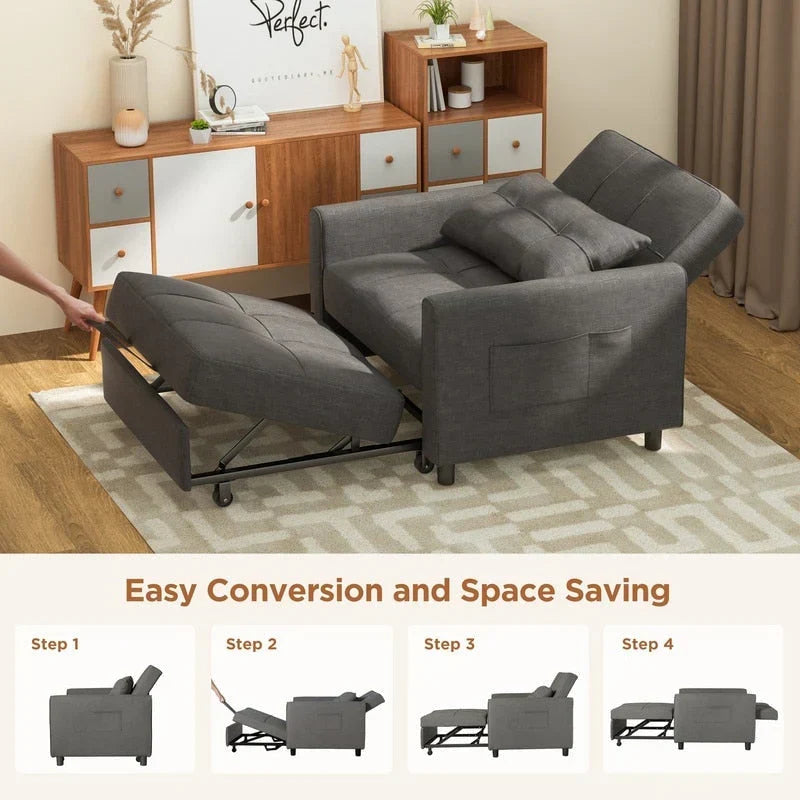 Sofá-cama ajustável 3 em 1, sofá-cadeirão extensível, cama dobrável convertível para sala de estar
