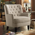 Moser Bay Mignon Velvet / Linen 30 Wide Tufted Wingback Accent Chair