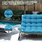 Poltrona doppia Papasan con cuscino, in rattan PE resistente a tutte le condizioni atmosferiche e struttura in metallo, per interni ed esterni