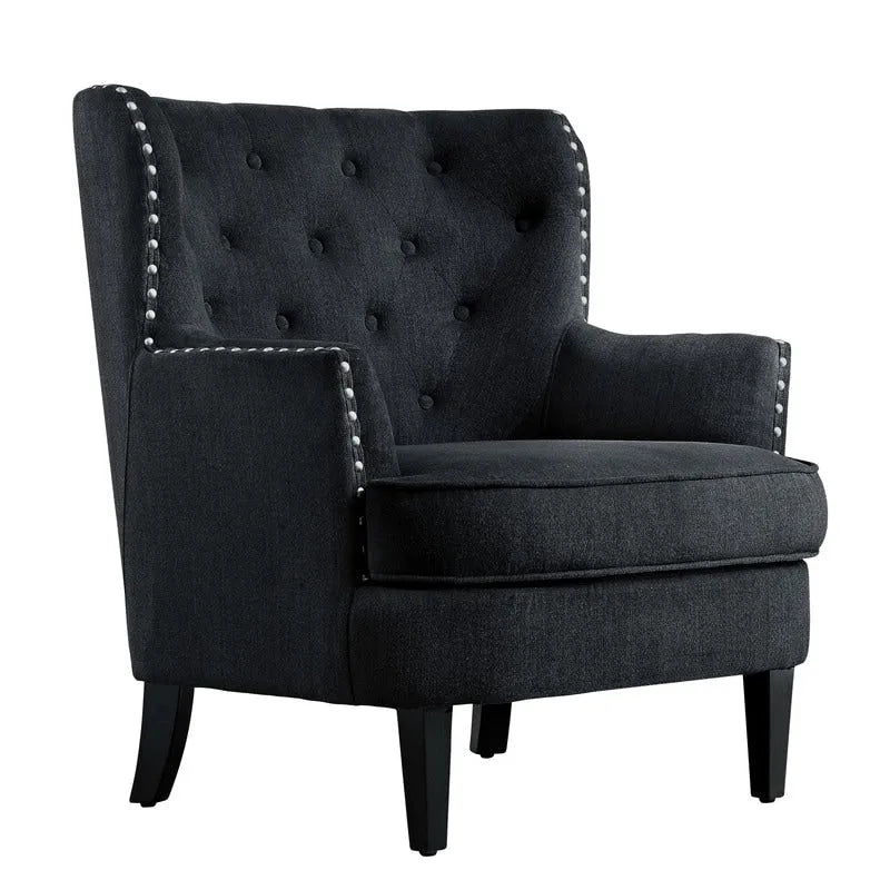Moser Bay Mignon Velvet / Linen 30 Wide Tufted Wingback Accent Chair