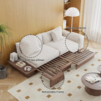 JASIWAY Modernes Sofa aus Massivholz mit Bezug aus Baumwollleinen
