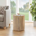 Tavolino laterale decorativo in legno scanalato con piano in marmo e vano contenitore - Piccolo tavolino decorativo per camera da letto o soggiorno