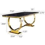 Mesa de jantar moderna com base em U de metal inoxidável