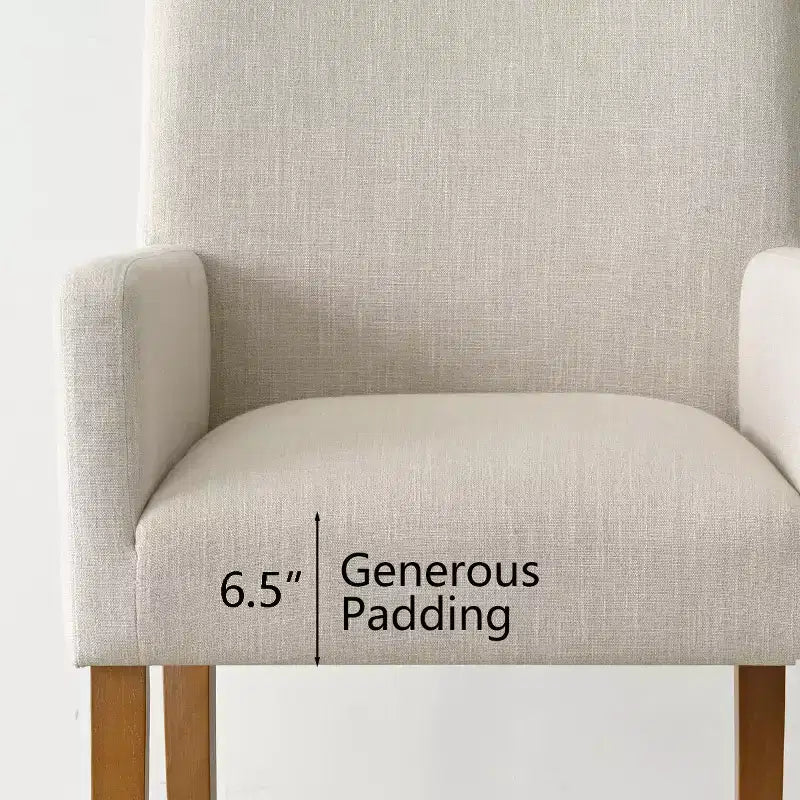Set di 6 sedie da pranzo imbottite con braccioli, poltroncine moderne in lino con gambe in legno, sedie decorative per sala da pranzo e soggiorno - Panipeachy