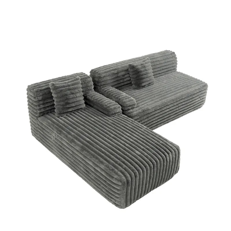 Modułowa sofa narożna Cloud, nowoczesna tapicerowana kanapa z 2 poduszkami dekoracyjnymi, dowolnie konfigurowana, w kształcie litery L