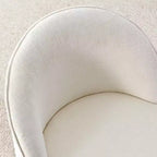 Conjunto de jantar moderno para 6 pessoas, mesa redonda com pé central, cadeiras giratórias tipo barril com rodas, chenille texturizado - Panipeachy