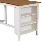 Set Homy Casa da 5 pezzi con tavolo da pranzo e sedie ad altezza bancone, ripiani contenitori, bianco e noce, stile rustico moderno