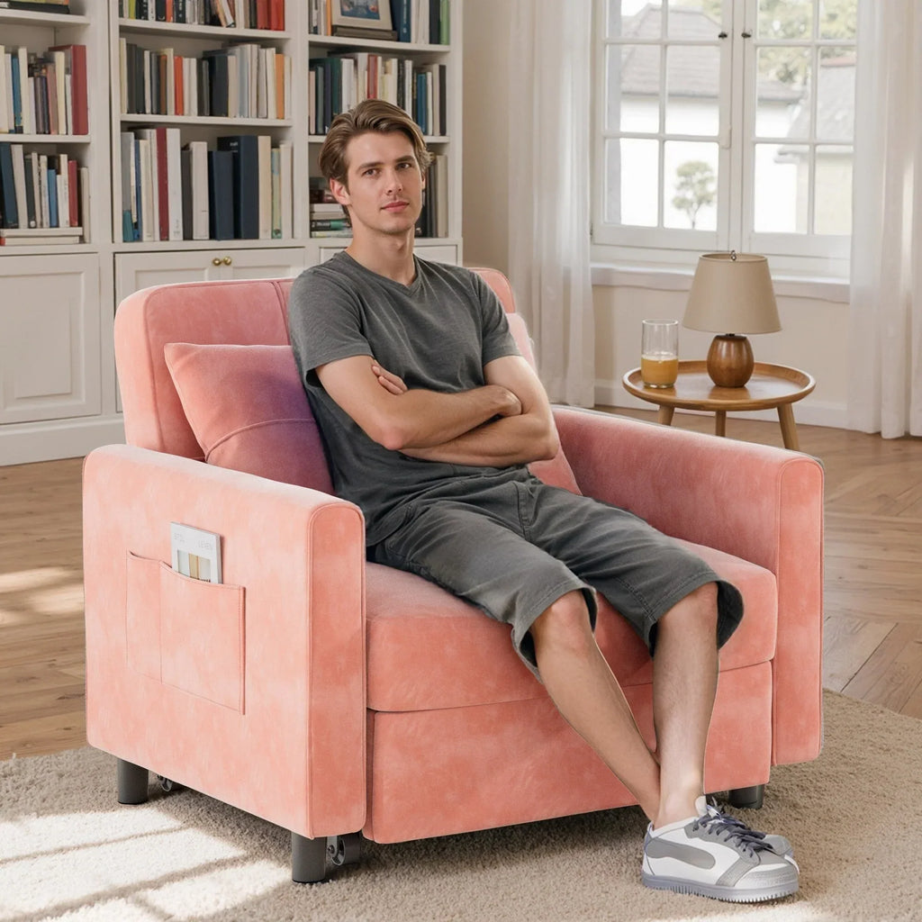 Sofá-cama ajustável 3 em 1, sofá-cadeirão extensível, cama dobrável convertível para sala de estar