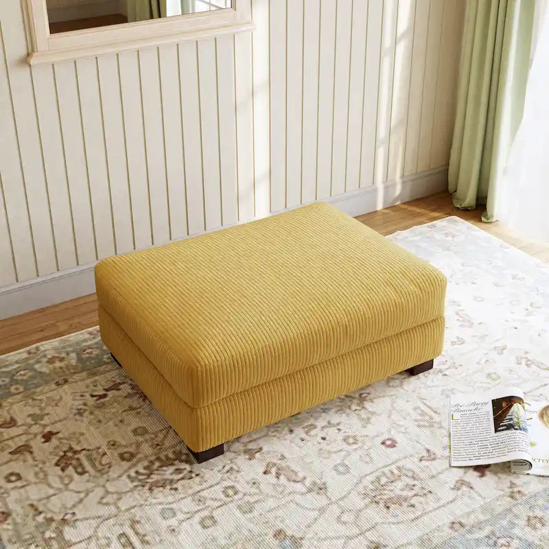 Grand pouf décoratif moderne en velours côtelé