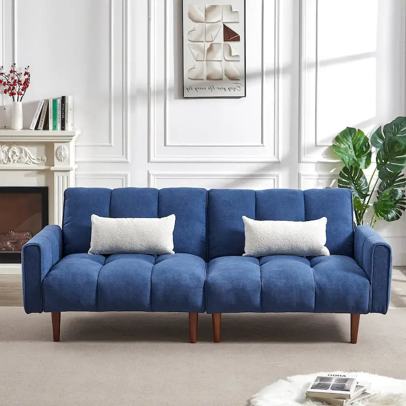 Rozkładana sofa futon z regulowanymi pozycjami i drewnianymi nogami