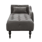 Moderne Chaiselongue, 60.6, mit Samtbezug, Knopfheftung, Beinen aus Massivholz und Ziernägeln
