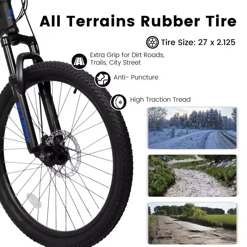 Okak 27.5IN Mountainbike mit vorderen und hinteren Doppelfederungen, Dirtbike mit 21 Gängen und mechanischen Scheibenbremsen, Erwachsenenfahrrad für Männer und Frauen