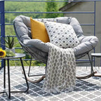Riesiger Schaukelstuhl für die Terrasse, freischwingender Eierstuhl für drinnen und draußen mit Kissen, moderner gepolsterter Loungesessel für Garten und Hinterhof