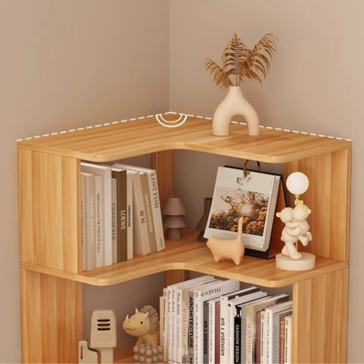 Libreria angolare in legno ingegnerizzato con 6 ripiani