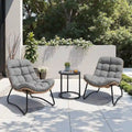 Fauteuils Papasan d’extérieur avec coussin en rotin PE, fauteuils confortables pour terrasse avec table d’appoint