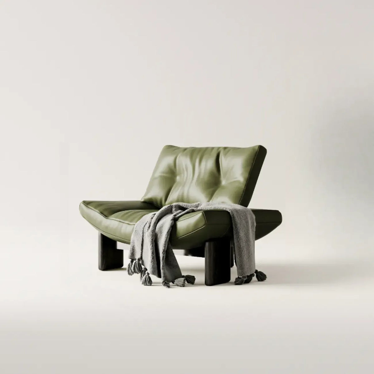 Fauteuil d'appoint contemporain noir en chenille capitonnée sans accoudoirs