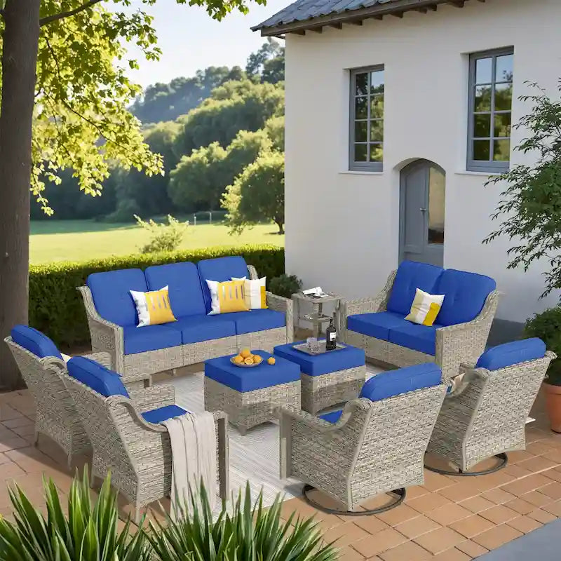 XIZZI 9-delige loungeset voor buiten met draaibare stoel