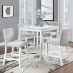 Moderne 5-delige eetset met vierkante tafel op aanrechthoogte en 4 gestoffeerde stoelen