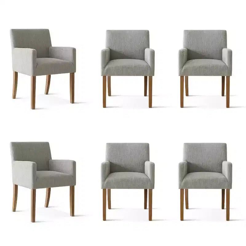 Set di 6 sedie da pranzo imbottite con braccioli, poltroncine moderne in lino con gambe in legno, sedie decorative per sala da pranzo e soggiorno - Panipeachy
